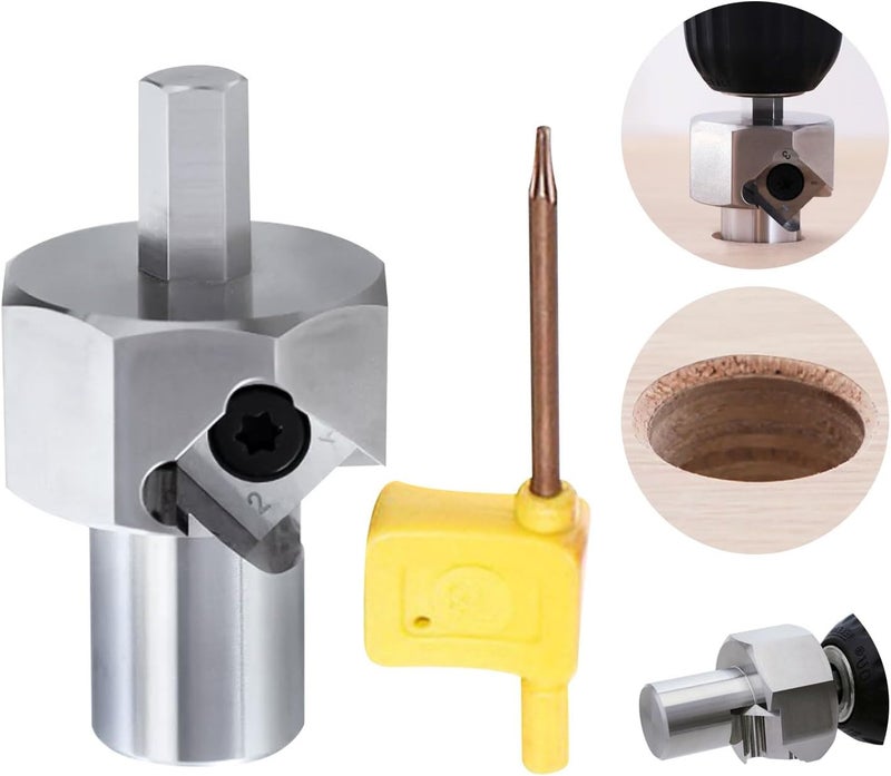Sywan Dog Hole Chamfer Reamer Tool, Workbench Dog Hole Shaping Trimmer T10 Alloy Blade Stainless Steel 9mm Hex Shank for 19mm/20mm Woodworking Dog Holes Polished Finish for Electric Drills (19mm) - Image 1